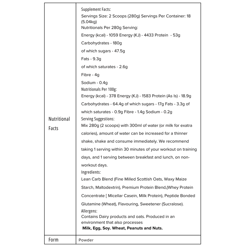 LEAN MASS GAINER WARRIOR - 5KG